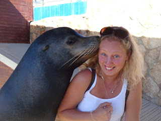 With the sea lion in Marineland, Palma de Mallorca
